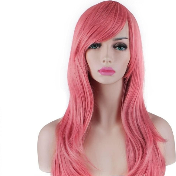 Akstore 28" 70cm Fashion Wigs Long Wavy Curly Hair Cosplay Wig & Wig Cap (Pink) - Picture 2 of 7